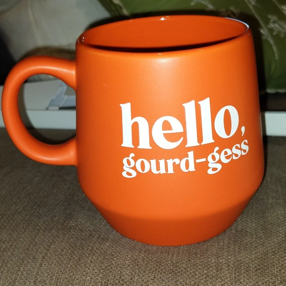 Pumpkin Orange Mug Cup Ceramic Geometric Boutique Style Gourd Autumn Fall